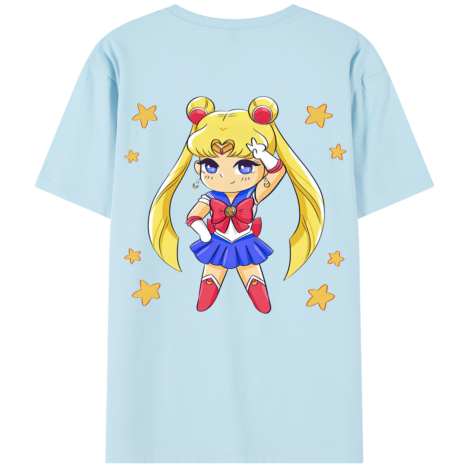 （画像用） 美少女戦士セーラームーン 月野 うさぎ つきの うさぎ Sailor Moon Tsukino Usagi 綿100％半袖Tシャツ（背面プリント）